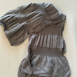 Moschino Gray Pleated Scarf